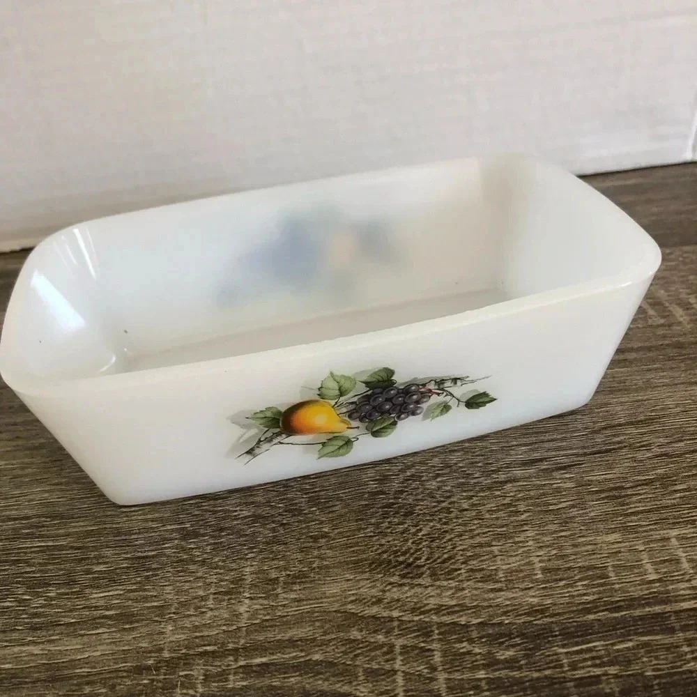 Vtg Arcopal Fruits Butter  Dish